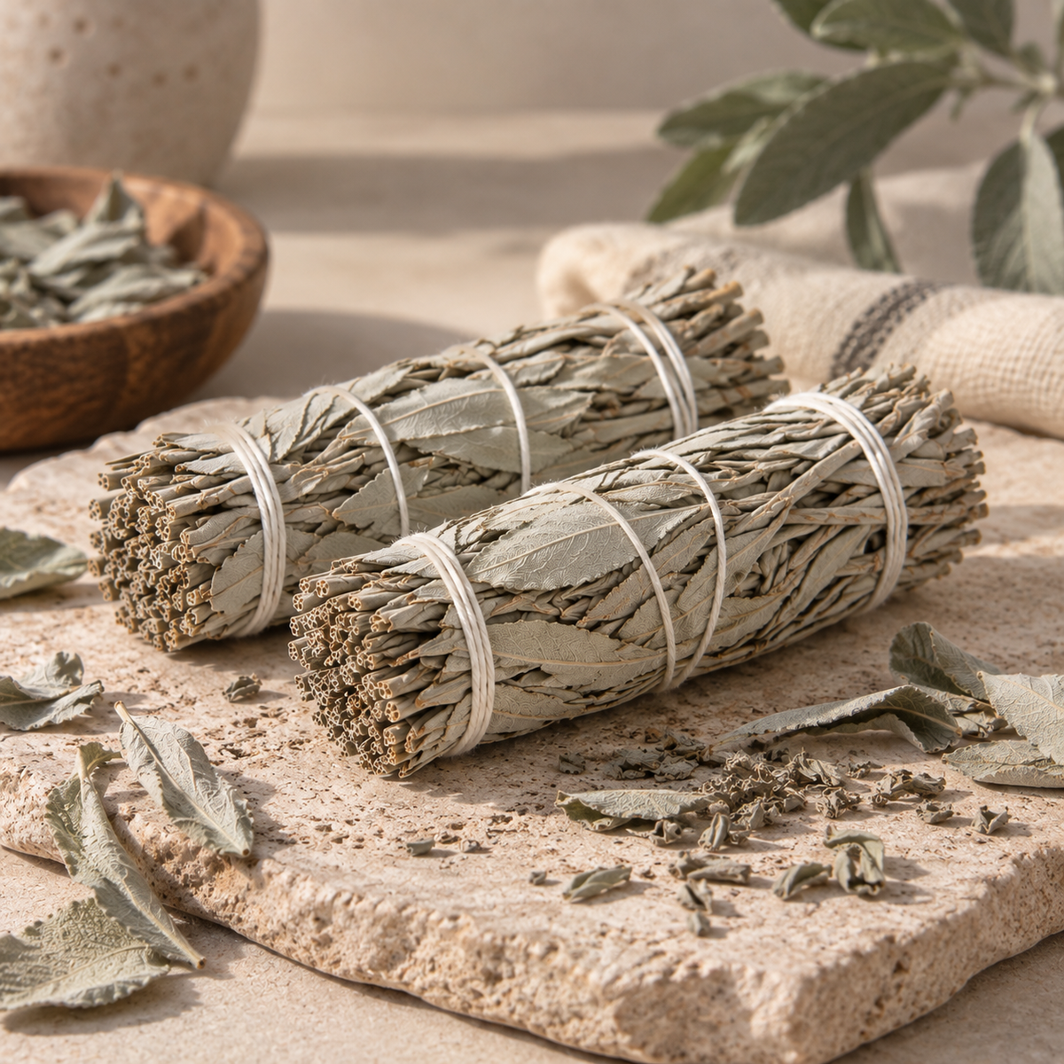 Pack 2 atados de Salvia Blanca Apiana de California para limpieza energética – Nature Candles